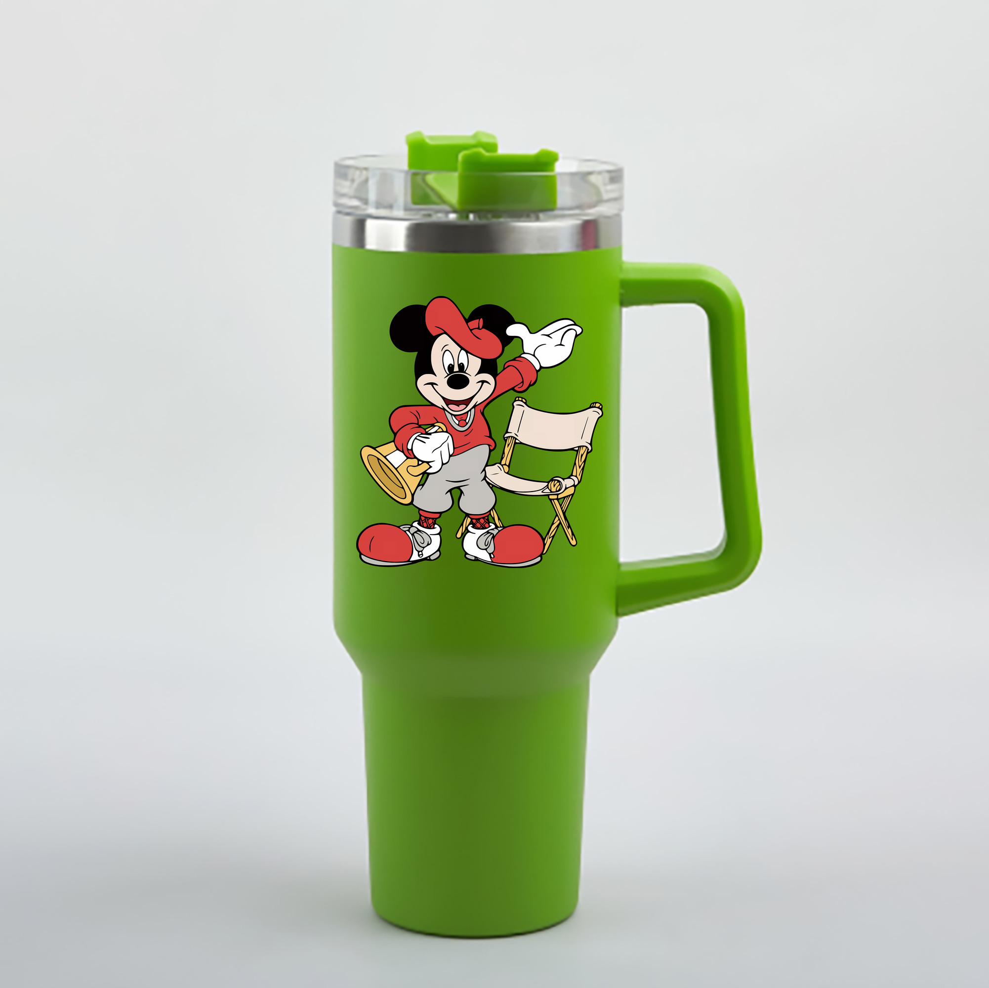 （画像用） ミッキーマウス Mickey Mouse 1200mL車用タンブラー - クリスタルステッカー（プラスチックストロー付き）
